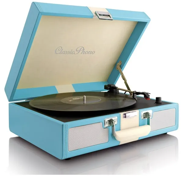 Lenco CLASSIC PHONO TT-33 - Levysoitin matkalaukussa - Sisäänrakennetut kaiuttimet - Sininen - Levysoitin Sininen
